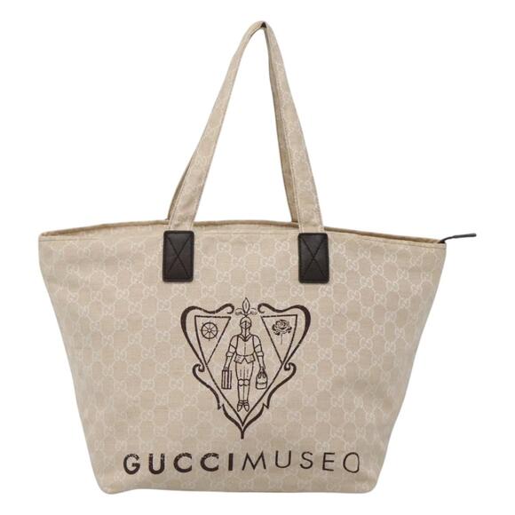 GUCCI GG Canvas Tote Bag Beige Silver - Picture 2 of 16